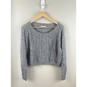 Abercrombie & Fitch Women's Sweater M Wool Blend Open Knit Gray Cropped Cropped‎